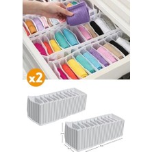 Tech Butiq 2 Adet - 11 Gözlü Çekmece Içi Akordiyon Organizer - Small 11 x 41 x 12