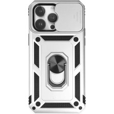 TeknoKapsül Iphone 14 Kılıf Pars Lens Yüzüklü Silikon - Gümüş
