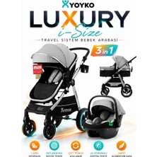 Yoyko Luxury I-Size Travel Sistem Bebek Arabası 3 In 1 Gri Silver