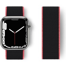 Tedarik Apple Watch 38MM Hasırlı Cırtcırtlı Kordon (Saat Değildir) - Pembe-Siyah Najmaddin