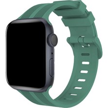 Tedarik Apple Watch 38MM KR408 Çizgili Silikon Kordon (Saat Değildir) - Yeşil Najmaddin