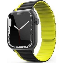 Najmaddin Tedarik Apple Watch 42MM Mo-Wb1 Çift Renk Mıknatıslı Silikon Kordon (Saat Değildir) - Siyah-Sar