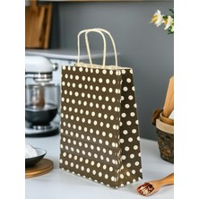Orbak Kağıtçılık 1.kalite 18X8X24CM 1 Adet Kahverengi Renk Beyaz Benekli Kraft Kağıt Çantahediye Poşetihediye Paketi
