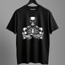 Timisiva Badi Iskeletor Erkek Kadın Premium Tişört %100 Pamuk Oversize Basic Günlük Şık T-Shirt