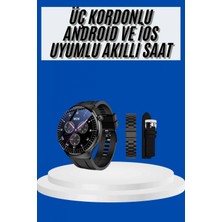 Marsilyan Amoled Ekran Akıllı Saat Üç Kordonlu Ios Android Uyumlu