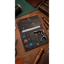 Cheteen %100 Hakiki Deri El Yapımı Müzisyen / Gitarist Cüzdanı - Kapo ve Pena Bölmeli Taba