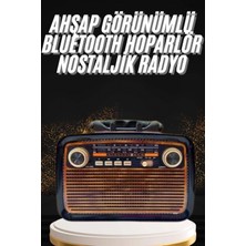 Marsilyan Nostaljik Görünümlü Ahşap Radyo Tf Sd USB Girişli LED Fener Işıklı