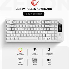 Rampage RM-K87 Zeron Beyaz Kablosuz Rgb Oyuncu Klavyesi 2.4g + Bluetooth 75% Q Türkçe Gaming Keyboard