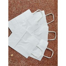 Orbak Kağıtçılık 1.kalite 18X8X24 cm 5’ Li Beyaz Renkli Kraft Kağıt Çanta, Hediye Poşeti, Hediye Paketi, Kraft Çanta