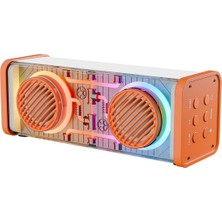 Marsilyan Turuncu-Beyaz Kablosuz Hoparlör - Speaker Taşınabilir Mp3 Işıklı USB Şarjlı Bt - Aux - Tes 10 mt Menzil 1200MAH Pil - 10W (4887)