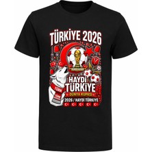 Efendioğlu Design Laleler ve Bozkurt Baskılı Haydi Türkiye Baskılı Pamuklu 2026 Dünya Kupası T-Shirt