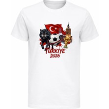 Efendioğlu Design Kurt Bayrak Köprü Galata Kulesi Baskılı 2026 Türkiye Temalı Dünya Kupası Çocuk T-Shirt