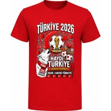 Efendioğlu Design Laleler ve Bozkurt Baskılı Haydi Türkiye Baskılı Pamuklu 2026 Dünya Kupası T-Shirt