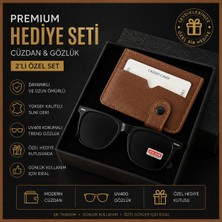 Erkek Premium Hediye Seti - Cüzdan & UV400 Trend Gözlük Özel Kutulu 2 Li Kombin