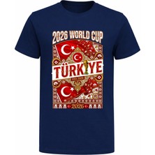 Efendioğlu Design Retro Osmanlı Desenli 2026 Türkiye Dünya Kupası Baskılı Pamuklu Tişört