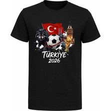 Efendioğlu Design Kurt Bayrak Köprü Galata Kulesi Baskılı 2026 Türkiye Temalı Dünya Kupası Çocuk T-Shirt