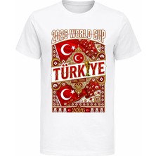 Efendioğlu Design Retro Osmanlı Desenli 2026 Türkiye Dünya Kupası Baskılı Pamuklu Çocuk Tişört