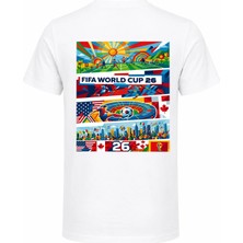 Efendioğlu Design Önde Logo Arkada Renkli Dünya Kupası 2026 Görseli Baskılı Pamuklu Yetişkin T-Shirt