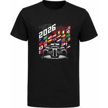 Efendioğlu Design Formula 1 Tutkunlarına Özel 2026 Pistler Tişörtü Baskılı Pamuklu T-Shirt
