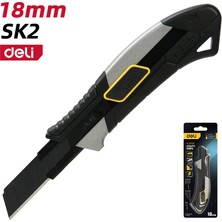 Deli Delı Profesyonel 18 mm Sk2 Kırılabilir Maket Bıçağı | Alüminyum Alaşımlı Gövde