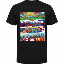 Efendioğlu Design Önde Logo Arkada Renkli Dünya Kupası 2026 Görseli Baskılı Pamuklu Yetişkin T-Shirt