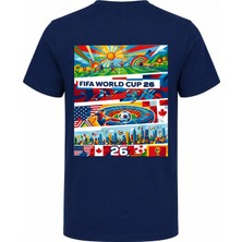 Efendioğlu Design Önde Logo Arkada Renkli Dünya Kupası 2026 Görseli Baskılı Pamuklu Yetişkin T-Shirt