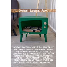 HunCar Cosmoss Vintage Tv Model Ahşap Kedi Evi – El Işçiliği Dekoratif Kedi Evi Mint Green