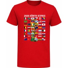 Efendioğlu Design Tüm Ülke Takımları Bayrakları 2026 Dünya Kupası Hatıra Pamuklu T-Shirt