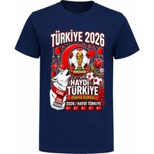Efendioğlu Design Laleler ve Bozkurt Baskılı Haydi Türkiye Baskılı Pamuklu 2026 Dünya Kupası T-Shirt