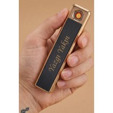 Mio Life Kişiye Özel Isimli Şarjlı USB Çakmak Siyah Dokunmatik Alevsiz Elektronik Hediye Çakmak