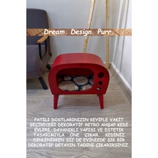 HunCar El Yapımı Ahşap Retro Tv New Kedi Evi Purple Red