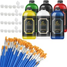 Artzone 6 Renk Akrilik Boya Seti 500 ml Figür Boyama Seti ile 20 Adet Fırça Hediyeli