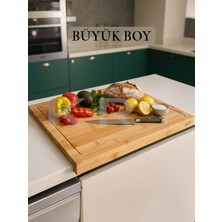 Kry Bambu Kenarlı Büyük Boy Kesme Tahtası – Hamur Açma ve Tezgah Üstü Sunum Tahtası