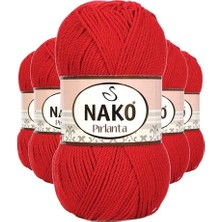 Die Grup 5 Adet Pırlanta Amigurumi El Örgü Ipi Yünü Gelincik Kırmızı 6741