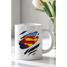 Mio Life Superman Tasarımlı 330ML Baskılı Beyaz Seramik Kupa Bardak