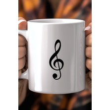 Mio Life Müzik Notası Desenli 330ML Baskılı Beyaz Seramik Kupa Bardak