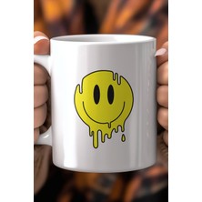 Mio Life Emoji Yüz Desenli 330ML Baskılı Beyaz Seramik Kupa Bardak