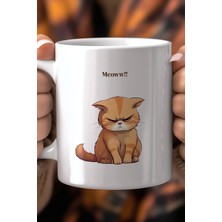 Mio Life Sevimli Kedi Desenli 330ML Baskılı Beyaz Seramik Kupa Bardak