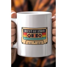 Mio Life Retro Kaset Desenli 330ML Baskılı Beyaz Seramik Kupa Bardak