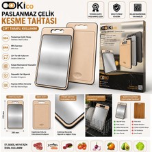 304 Paslanmaz Çelik Yüzey (Satine) ve Polipropilen Yüzey Kesme Tahtası  & Bıçak Bileme Hediyeli & Gıda Temasına Uyumlu & Çift Taraflı Kullanım