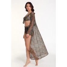 Ang Butik Argento 2106-3026 Kadın Önü Açık Uzun Kaftan