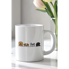 Mio Life Sevimli Köpek Desenli 330ML Baskılı Beyaz Seramik Kupa Bardak