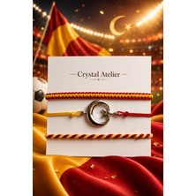 Crystal Atelier Sarı Kırmızı Ay Yıldız Makrome Taraftar Bileklik Seti El Yapımı Ayarlanabilir