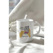 Mio Life Mizahi Motivasyon Söz Tasarımlı 330ML Baskılı Beyaz Seramik Kupa Bardak