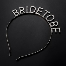 Varyant Store  Gümüş Kaplama Kristal Taşlı Bride To Be Gelin Tacı 16X17 cm