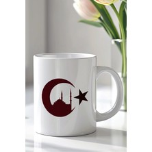 Mio Life Ay Yıldız Desenli 330ML Baskılı Beyaz Seramik Kupa Bardak