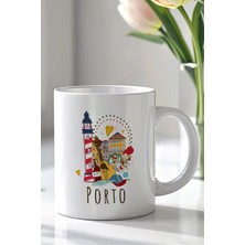 Mio Life Portekiz Porto Temalı 330ML Baskılı Beyaz Seramik Kupa Bardak