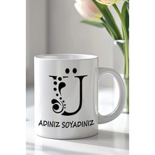 Mio Life Kişiselleştirilebilir Ü Harfi Tasarımlı 330ML Baskılı Beyaz Seramik Kupa Bardak