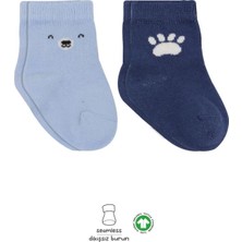 Varyant Store    2'li Bear Penye Soket Çorap 10116 Mavi