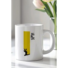 Mio Life Modern Aşk Temalı Tipografi ve Silüet 330ML Baskılı Beyaz Seramik Kupa Bardak